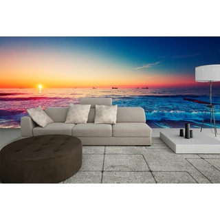 Fototapete Vinyl Strand Sonnenuntergang | Verschiedene Maße 200 x 150 cm | Ideal für die Dekoration von Esszimmern, Wohnzimmern | Landschaftsmotive | Städte, Natur, Kunst Elegantes Design