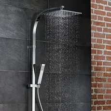 HSK Shower-Set AquaSwitch RS 500 Thermostat, Ablage: Glas weiß, 1001940-07, Ausführung: mit Kopfbrause eckig, flach, 400, Höhe 8 mm