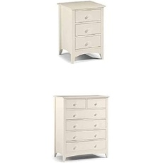 Julian Bowen Cameo Bedside & 4+2 Drawer Chest Bundle, Stone White