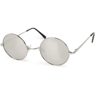 Stylebreaker "Retro Sonnenbrille Klein Rund mit Federscharnier", 1 Stk., gestell silber, verspiegelt),
