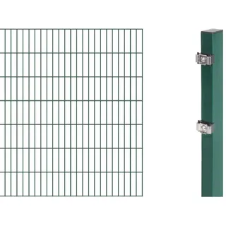 Alberts 644147 Erweiterung zum Doppelstabmattenzaun | verschiedene Höhen - wahlweise in verschiedenen Farben | grün | Höhe 140 cm | Länge 2 m