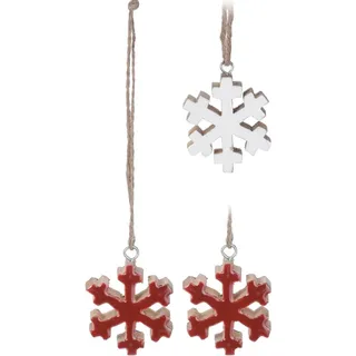 Weihnachts-Deko Schneeflocke zum Aufhängen 5,5 cm x 6 cm x 2 cm 2-fach Sortiert