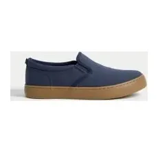 Boys M&S Collection Kids' FreshfeetTM Slip-on Shoes (1 Large - 7 Large) - Navy, Navy - 3 Large