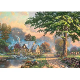 Schmidt Spiele 59797 - Am alten Mühlenbach, Puzzle Thomas Kinkade 1.000 Teile - Holzpuzzle