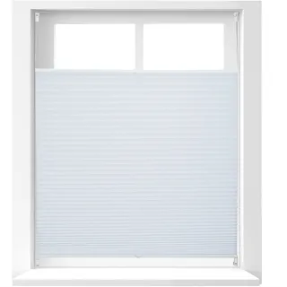 2 x Plissee Rollo ohne Bohren, Klemmfix zum Kleben, Faltrollo lichtdurchlässig, Faltstore, weiß, BxH: 100 x 130 cm - Weiß