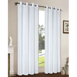 Vorhang Blickdicht Schal, 1 Stück 245x140 (HxB) Matte unifarbene Gardine mit Ösen, Weiß Material aus Microsatin Micofaser-Gewebe., 204050