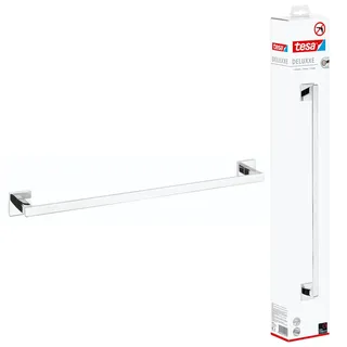 Tesa DELUXXE Handtuchstange, verchromt - Handtuchhaken, einfach inkl. Klebelösung ohne Bohren,