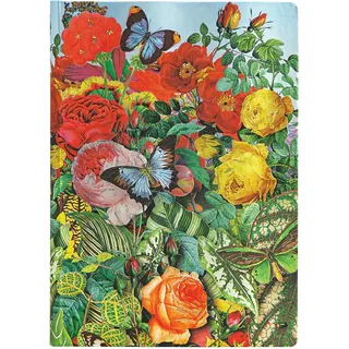 Paperblanks - Naturcollagen Schmetterlingsgarten - Notizbuch Midi Liniert