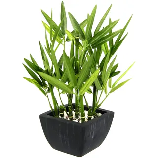 Flair Flower Bambus Pflanze künstlich in Schale mit Deko-Steinchen Bambusgras Kunstpflanze Grünpflanze Kunstbaum Baum Zimmerpflanze Bambuspflanze Bambusbaum Strauch Asiatische Gräser Sträucher