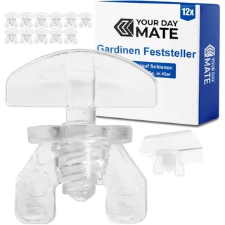 Gardinen Feststeller, 12 Stück, Transparent, Hartplastik, für min. 10 x 6 mm Laufkammern, Stopper für Schienensysteme mit Innenläufen, Zwischenfeststeller, Endstopfen, Endfeststeller Gardinenschiene