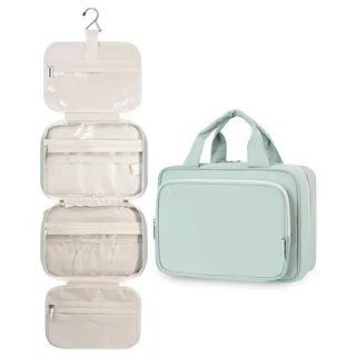 Narwey Kulturtasche Damen Gross Kulturbeutel Waschtasche Zum Aufhängen | Kosmetiktasche Mädchen mit Viel Platz, Reise Make up Organizer Tasche, Trocken und Nasstrennung, Geschenke für Frauen