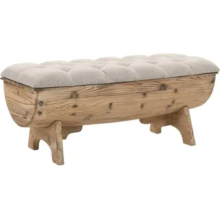 vidaXL Aufbewahrungsbank Massivholz Und Stoff 103/51/44 Cm , Creme , Holz , Tanne , Rechteckig , 51x44x103 cm , Esszimmer, Bänke, Sitzbänke