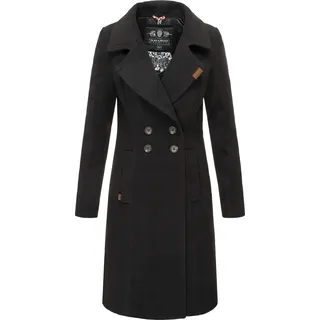 Navahoo Damen Winter Jacke Mantel Business Trenchcoat Wintermantel Parka Wooly Schwarz Gr: 36 - S - Schwarz