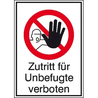 SafetyMarking Verbotsschild Zutritt für Unbefugte verboten, Hygiene und Abstand Folie selbstklebend (B x H) 131 mm x 185 mm DIN 4844-2 1 St.