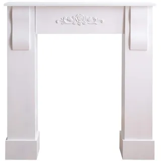 Mobili Rebecca Rebecca Mobili Kaminumrandung 92x93x22,5 cm aus weißem Mdf mit Blumendekoration - Weiß