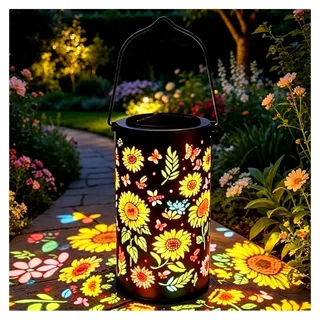 Solarlampen für den Außenbereich, hängende Sonnenblumen-Solarlampen, IP65 wasserdichte Solarleuchte, Metall-Sonnenblumen-Solarlampe, Gartendekoration für Terrasse, Garten, Hof und Wege