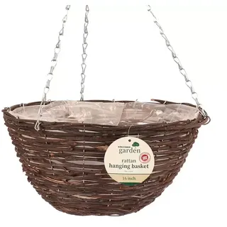 16′′ Wandbehang Blumen Korb Planter's Rattan Weidenkorb Rund Mit Kette & Liner