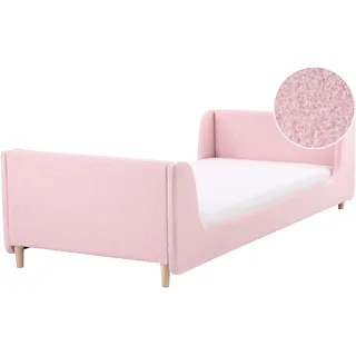 Beliani Kinderbett Rosa 90 x 200 cm Textil rosa/braun