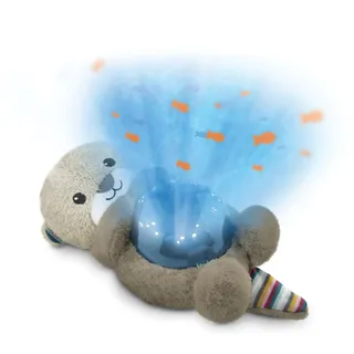 Zazu Otto der Otter - LED-Nachtlichtprojektor: Ozean, bewegliche Fische, Wellen, 5 Melodien, 3-Stufen-Schlafprogramm, Geräuscherkennung, batteriebetrieben