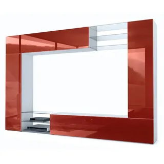 Vladon Wohnwand Mirage, Front in Bordeaux, Holzwerkstoff, 262x182.5x39 cm, Wohnzimmer, Wohnwände,