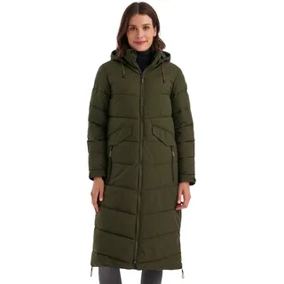 KILLTEC Kow 62 Wmn Qltd Ct Wintermantel Mantel in Daunenoptik mit Kapuze, dunkeloliv, 44 EU