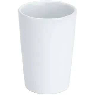 Wenko Zahnputzbecher Mod. Coni eleganter Zahnbürstenhalter Badezimmer Deko Bad Zubehör Zahnpflege Artikel Aufbewahrung Zahnbürste Zahnpasta stilvolle Optik Maße Ø 7,5 x 10,7 cm Keramik Weiß