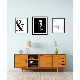 queence Bild »Hygge III« Bilder von Frauen   Fashion   Frau   Magazincover   Mode   Schriftzug   Schwarz-Weiß   Sprüche & Texte 3 Stk. tlg. gerahmt, schwarz