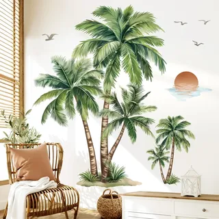 wondever Wandtattoo Palme Baum Groß Wandaufkleber Tropische Pflanze Blätter Boho Wandsticker Wanddeko für Wohnzimmer Schlafzimmer Büro