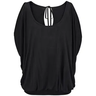 LASCANA LASCANA, Strandshirt mit Schulterschlitzen, Kurzarmshirt, Longshirt, schulterfrei, schwarz,