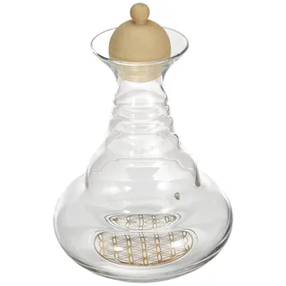 Nature's Design Alladin Karaffe 1,3 Liter mit Korken aus Kiefernholz und Blume des Lebens gold