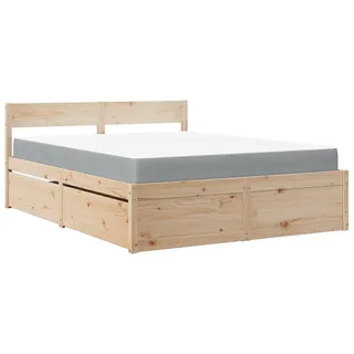 Bett mit Schubladen und Matratze 160x200 cm Massivholz Kiefer - Braun
