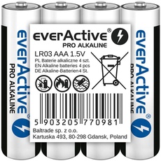 Bild von AAA Batterien 4er Pack, Pro Alkaline, LR03 R03 1.5V, höchster Leistung, 10 Jahre Haltbarkeit, 4 Stück