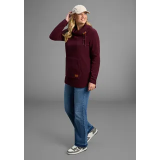 Fleecepullover KANGAROOS, Damen, Gr. 48/50, lila (aubergine), Fleece, Obermaterial: 100% Polyester, unifarben, lässig geschnitten hüftbedeckend, Sweatshirts Fleecepullover, hochschließender Kragen mit regulierbarer Weite, große Größen