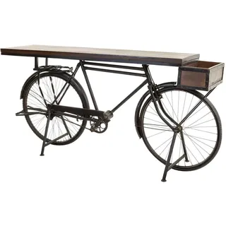 Wanderlust Flurtisch aus Holz und Metall in Fahrradform, schwarz, 198x50x90 , 198x90x50 cm , Wohnzimmer, Wohnzimmertische, Konsolentische