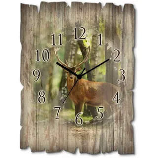 ARTland Hirsch 4 - Wald 43 cm Quarz Wanduhr grün