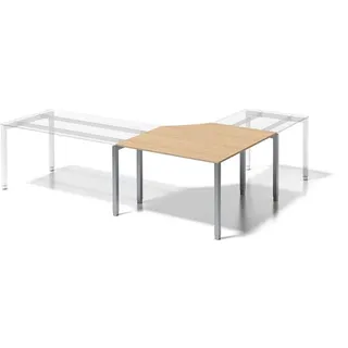 BISLEY Cito Verkettungsplatte, 740 mm höhenfixes U-Gestell, 5-Eck H 19 x B 1200/1200 x T 800 mm, Metall, Mp355 Dekor Ahorn, Gestell Silber, 80 x 122 x 74 cm