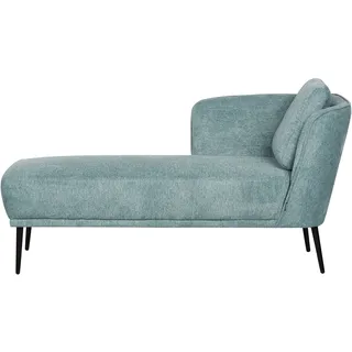 BELIANI Chaiselongue Rechtsseitig Blau Stoffbezug mit Armlehne Kissen Schwarzes Metallgestell Retro-Design Liegesofa Recamière Longchair - Blau, Schwarz