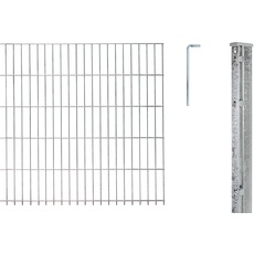 Alberts 674434 Doppelstabmattenzaun als 20 tlg. Zaun-Komplettset | verschiedene Längen und Höhen | feuerverzinkt | Höhe 123 cm | Länge 22,5 m