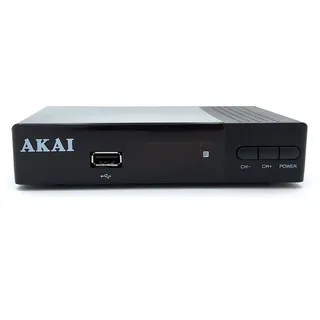 AKAI DVB-T Receiver Terrestrisch - DVB-T HD DVB-T2 und Kabel DVB-C, H265 HEVC, 10 Bit, HDMI, USB, SCART, 1xLAN, 1000 Kanäle, TV und Radio, Dolby Digital, automatische Suche