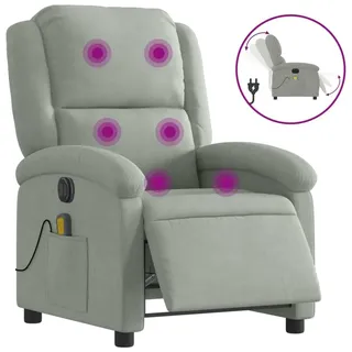 vidaXL Massagesessel Elektrisch Hellgrau Samt - Grau