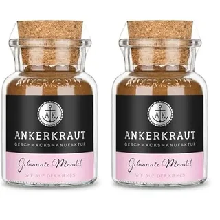 Ankerkraut Gebrannte Mandel Gewürz, selber machen, 55g im Korkenglas, Süßigkeiten, Weihnachten und Jahrmarkt zu Hause, Geschmack-Erlebnis (Packung mit 2)