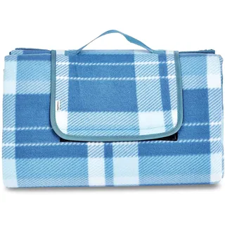 Amazon Basics Reisezubehör- Reisedecke mit Wasserdicht Rückseite, 200 x 200 cm, Hellblaues Plaid