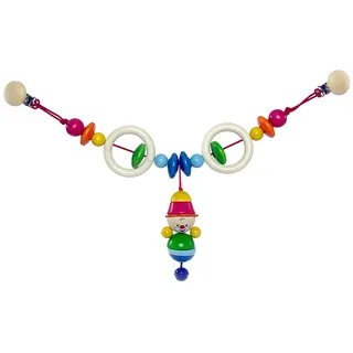 Hess Holzspielzeug 12997 - Wagenkette aus Holz, Serie Clown Felix, für Babys ab 3 Monaten, handgefertigt, mit 2 Sicherheitsclips, Länge ca. 52 cm