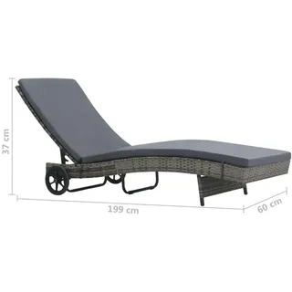vidaXL Sonnenliege 199 x 60 x 37 cm grau inkl. Rollen