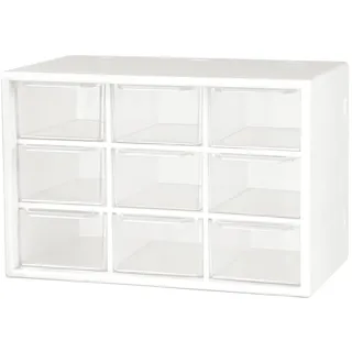 EsLuker.ly Schubladenschrank Plastik 9 Schubladen, Kosmetische Aufbewahrungsbox Klein Schubladenbox Kunststoff Desktop Aufbewahrung Organizer für Kosmetik Schmuck Schreibwaren (Weiß)
