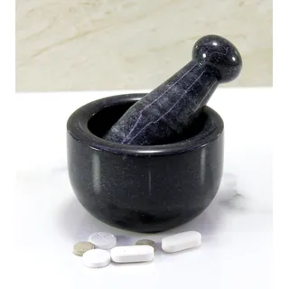 KLEO 3 "Durchmesser schwarz Naturstein Mörser und Stößel Set Gewürz, Medizin Pillen Mühle Stampfer - kleine Größe