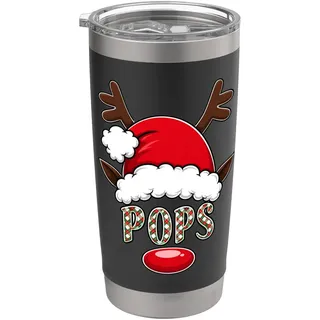 Rentier Weihnachtsmannmütze Pops Weihnachten Familie Matching Doppelwandiger Edelstahl-Thermobecher