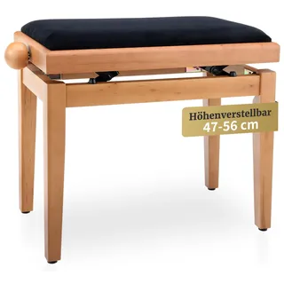 Classic Cantabile Pianobank Kirsche-matt (Höhenverstellbar von 47-56cm, Spindelmechanik, Sitzfläche 55 x 32cm, schwarzer Velourbezug, stabil)