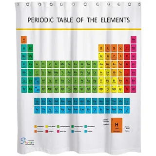 Enzege Wasserdicht Periodensystem Badewannen Vorhang Anti Schimmel Badezimmer Duschvorhang (180x180cm)