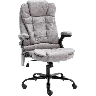 The Living Store Bürostuhl mit Massagefunktion Hellgrau Wildleder-Optik - Grau